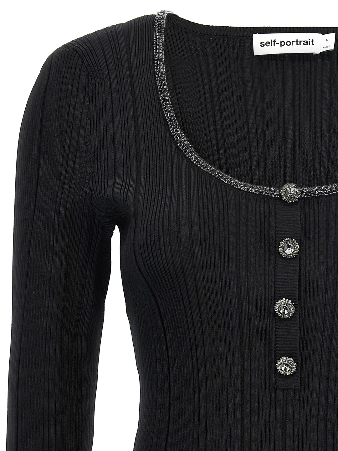 Black Embellished Knit Maglioni Nero