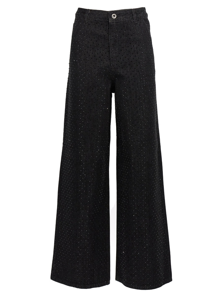 Black Rhinestone Jeans Nero