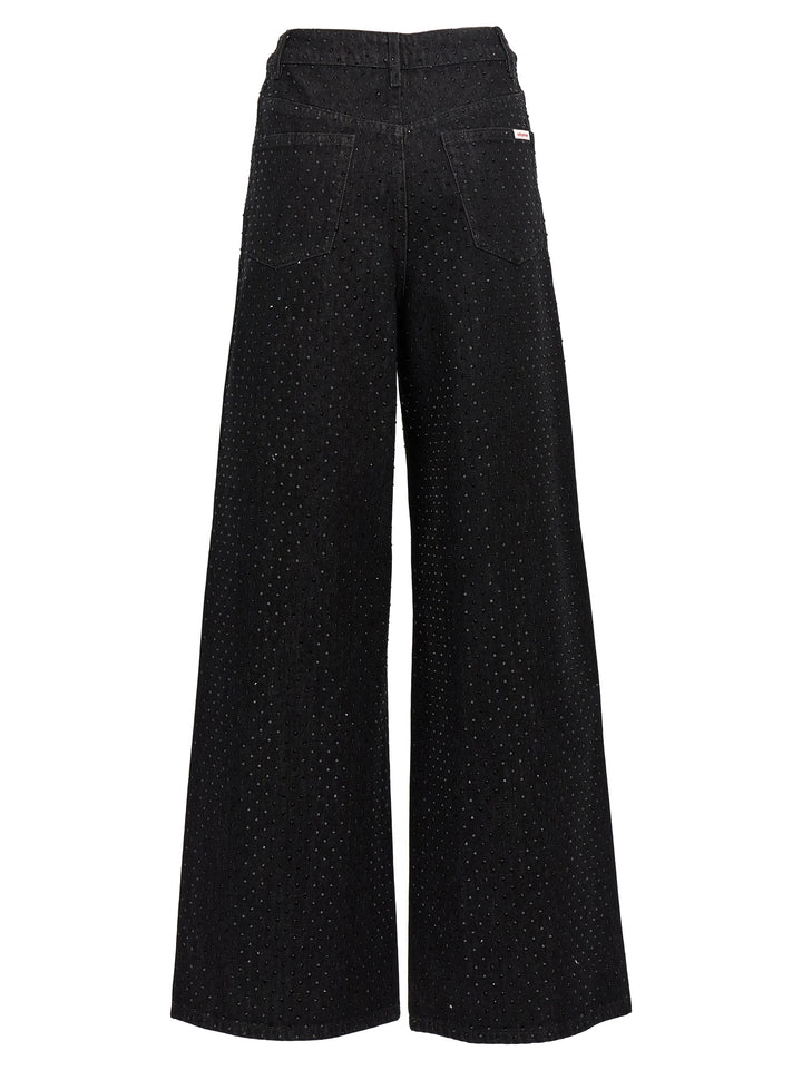 Black Rhinestone Jeans Nero