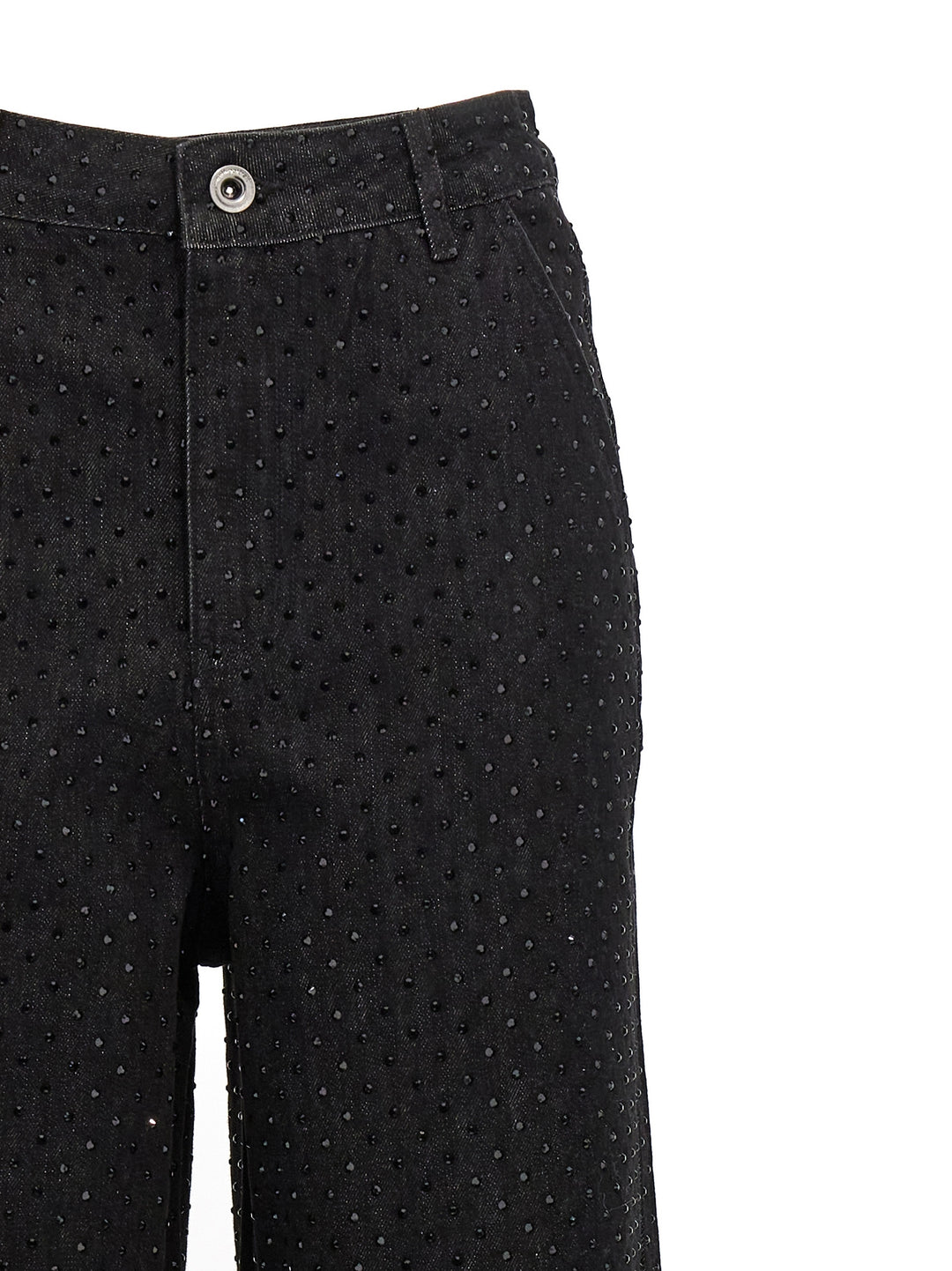 Black Rhinestone Jeans Nero