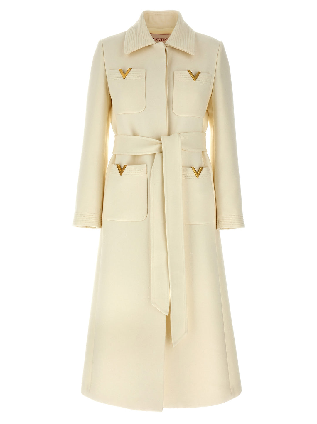 Valentino Garavani Wool Coat Trench E Impermeabili Bianco