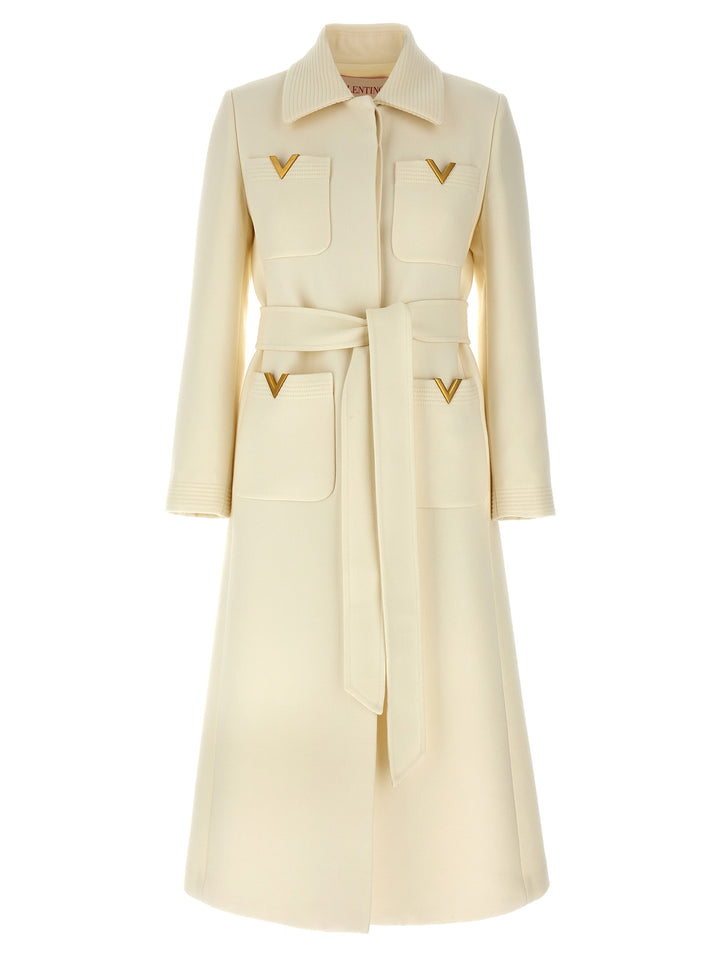 Valentino Garavani Wool Coat Trench E Impermeabili Bianco