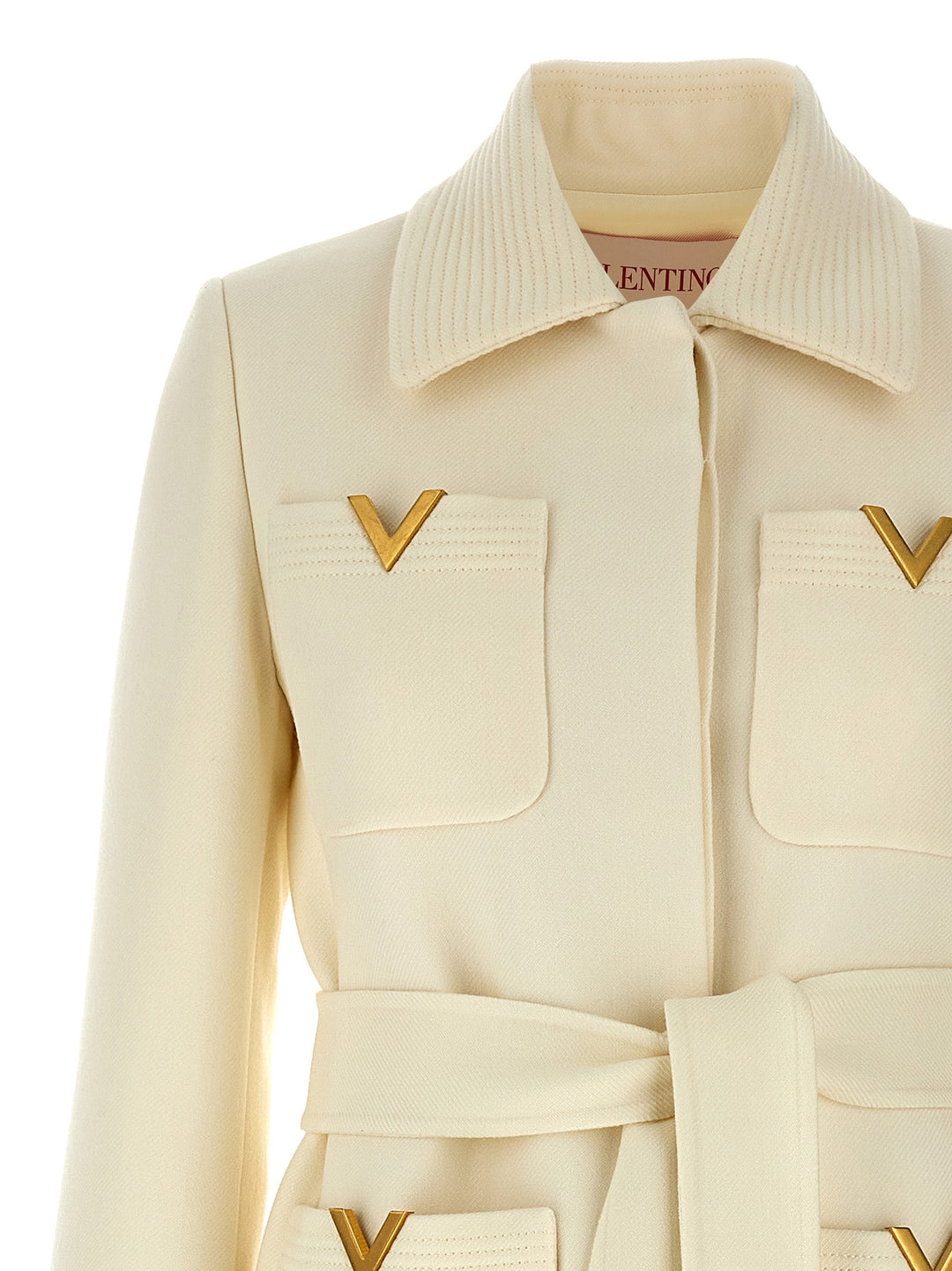 Valentino Garavani Wool Coat Trench E Impermeabili Bianco