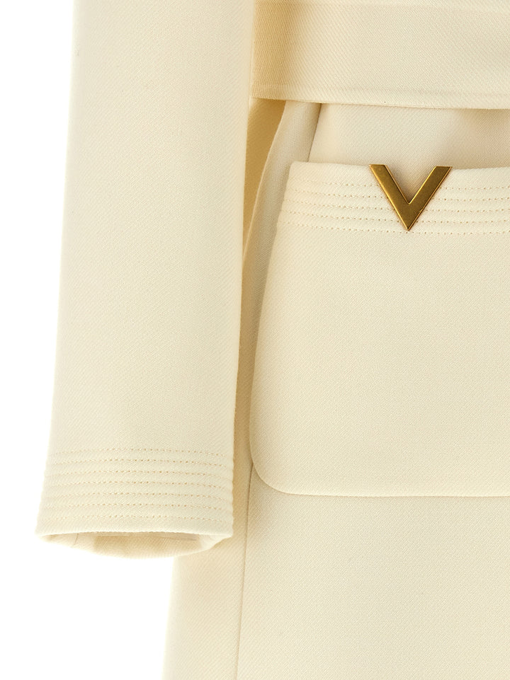 Valentino Garavani Wool Coat Trench E Impermeabili Bianco