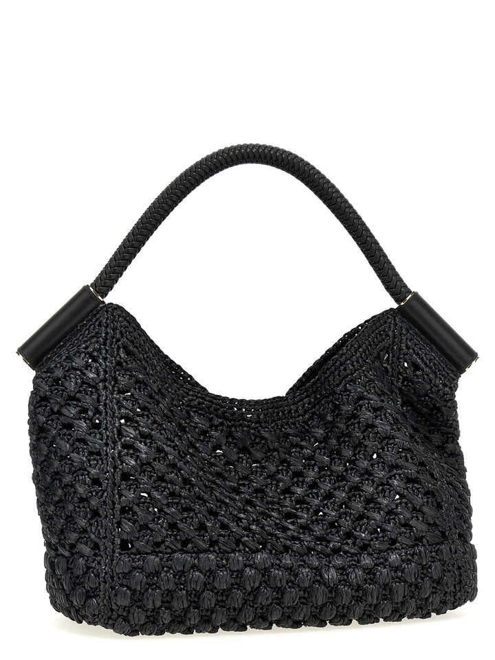 Raffia Shopping Bag Tote Nero