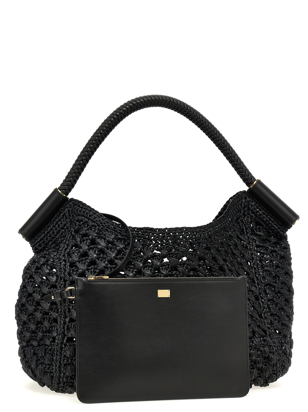 Raffia Shopping Bag Tote Nero