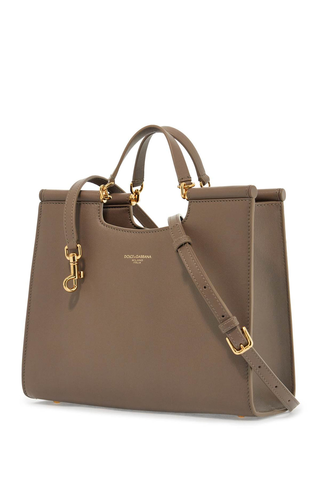 Borsa Tote In Vitello Beige Con Tracolla Regolabile