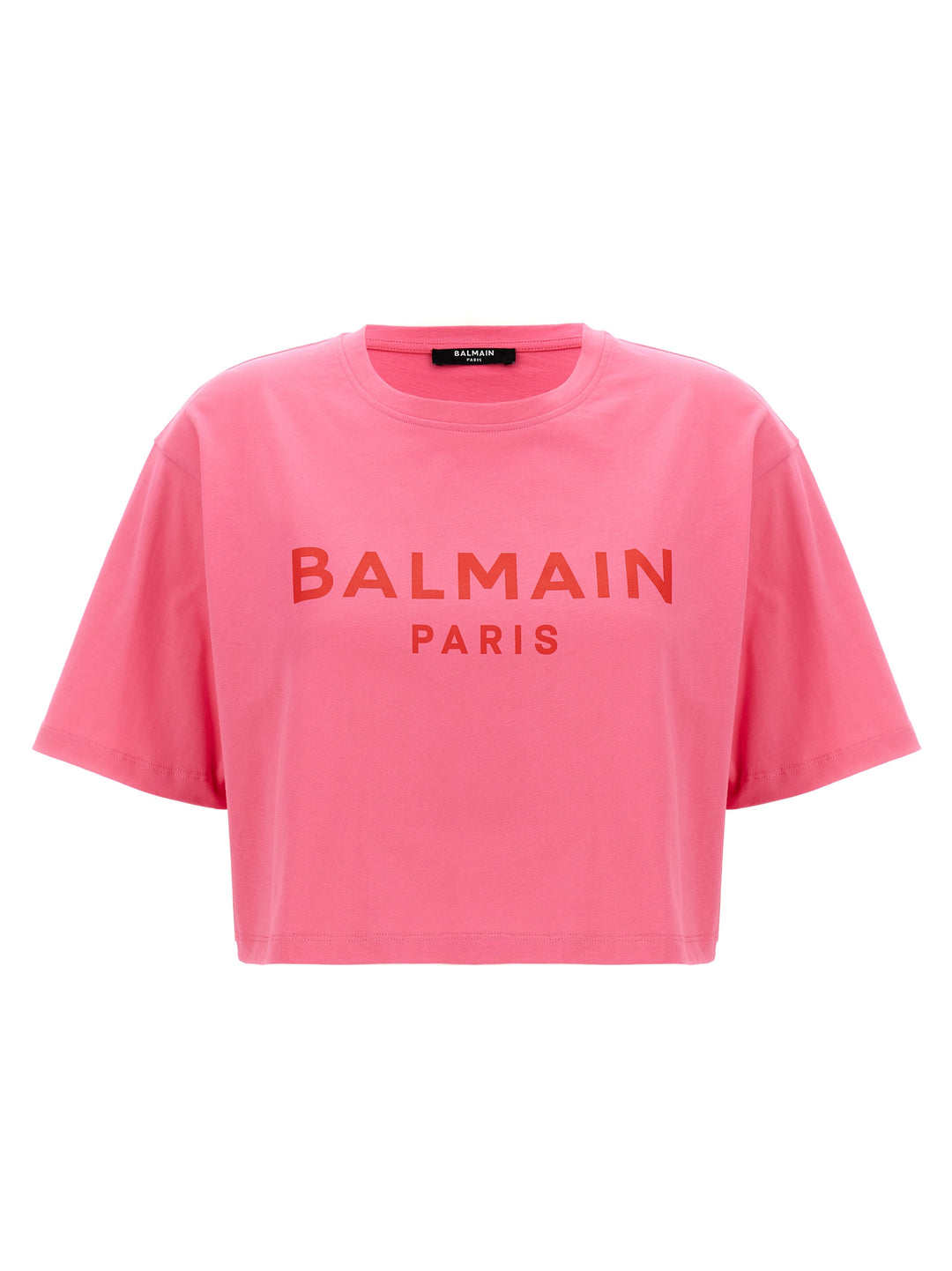 Logo Print Cropped T Shirt Fucsia