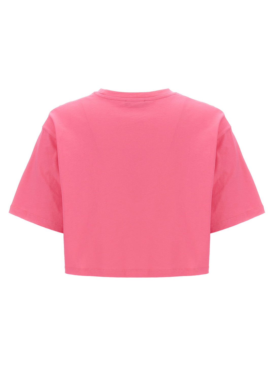 Logo Print Cropped T Shirt Fucsia