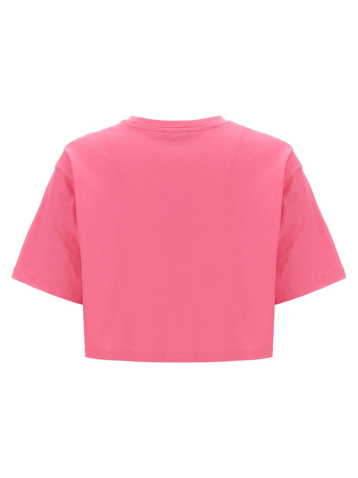 Logo Print Cropped T Shirt Fucsia