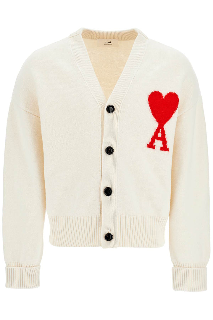 Cardigan In Lana Con Logo Jacquard