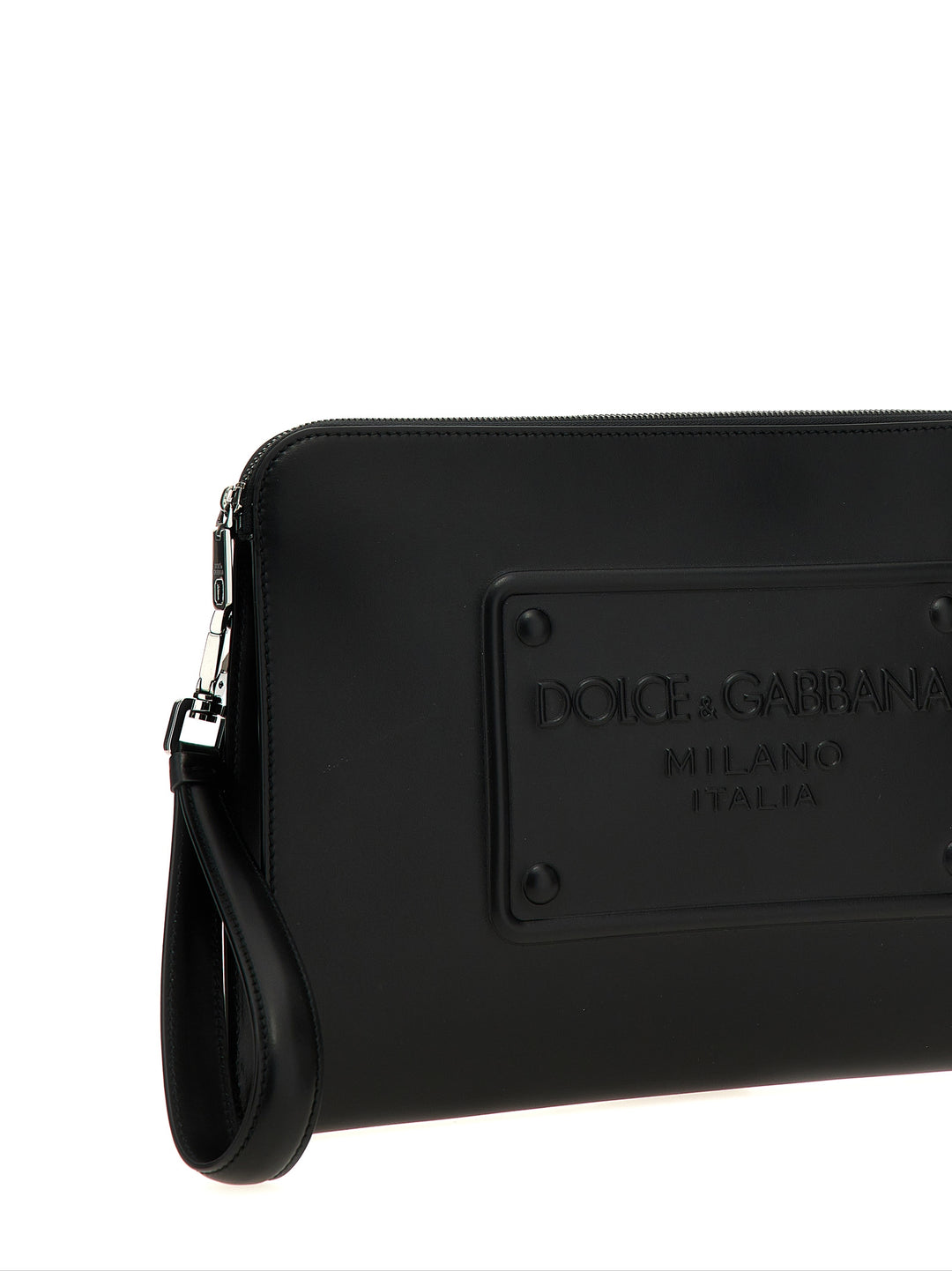 Large Plaque Pouch Clutch Nero