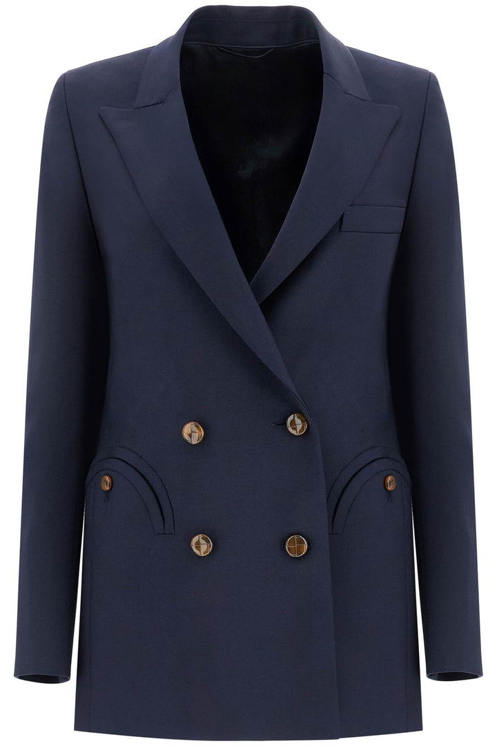 Blazer In Lana Vergine Blu Navy Monopetto