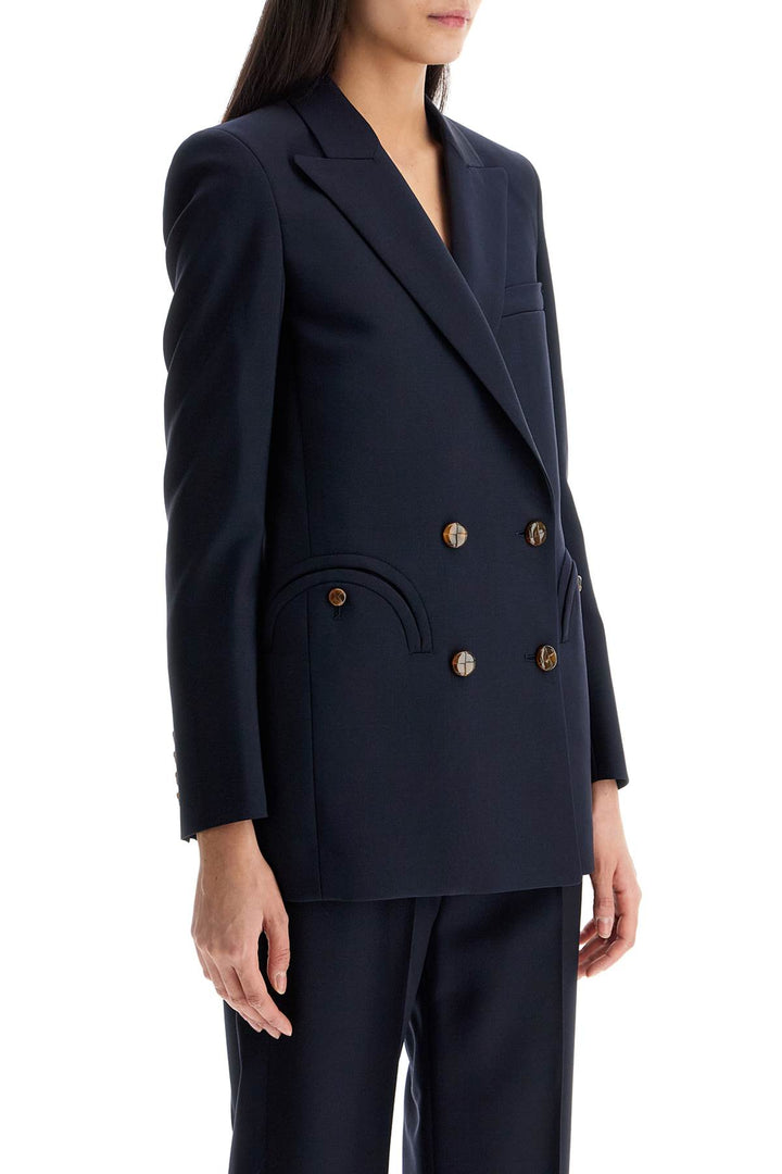 Blazer In Lana Vergine Blu Navy Monopetto