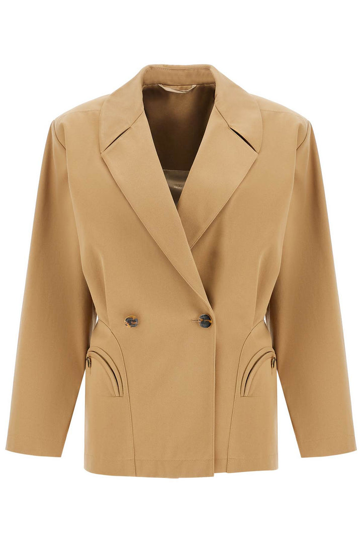 Blazer In Cotone Beige Doppiopetto