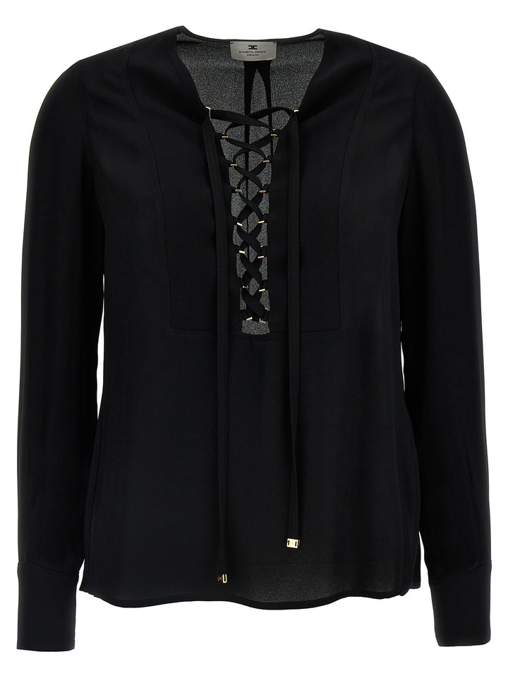 Lace-Up Blouse Camicie Nero