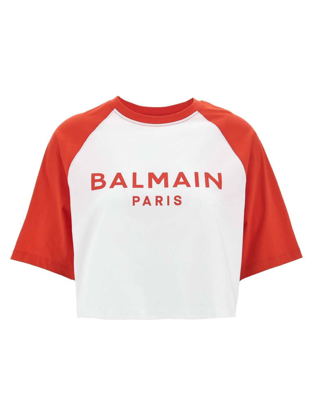 Logo Print Cropped T Shirt Rosso