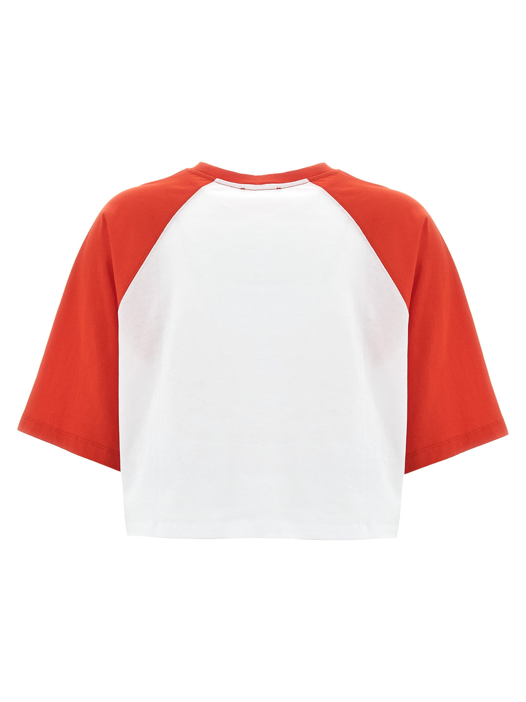 Logo Print Cropped T Shirt Rosso