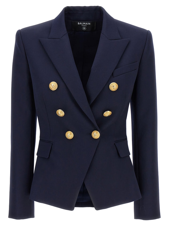 Double-Breasted Blazer With Logo Buttons Blazer And Suits Blu