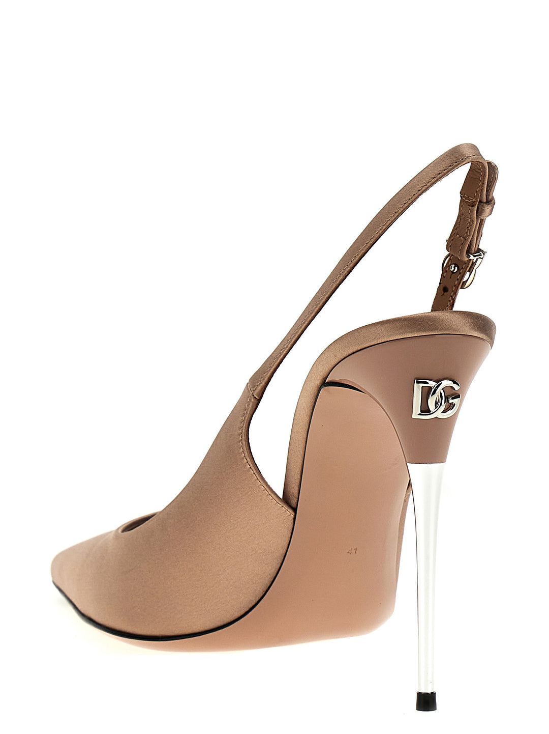 Satin Slingback Decollete Beige