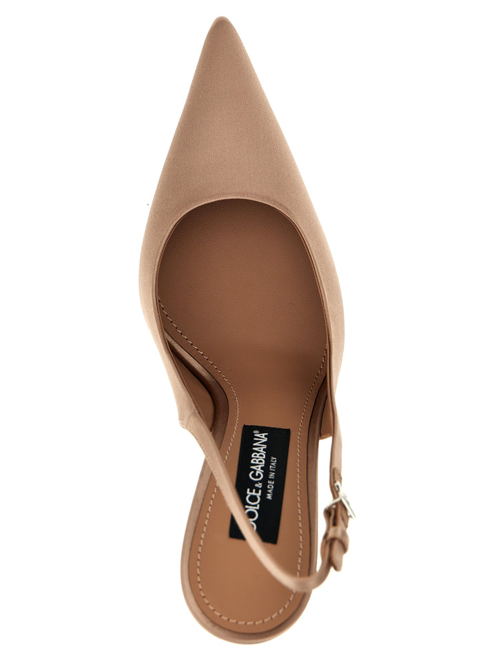 Satin Slingback Decollete Beige