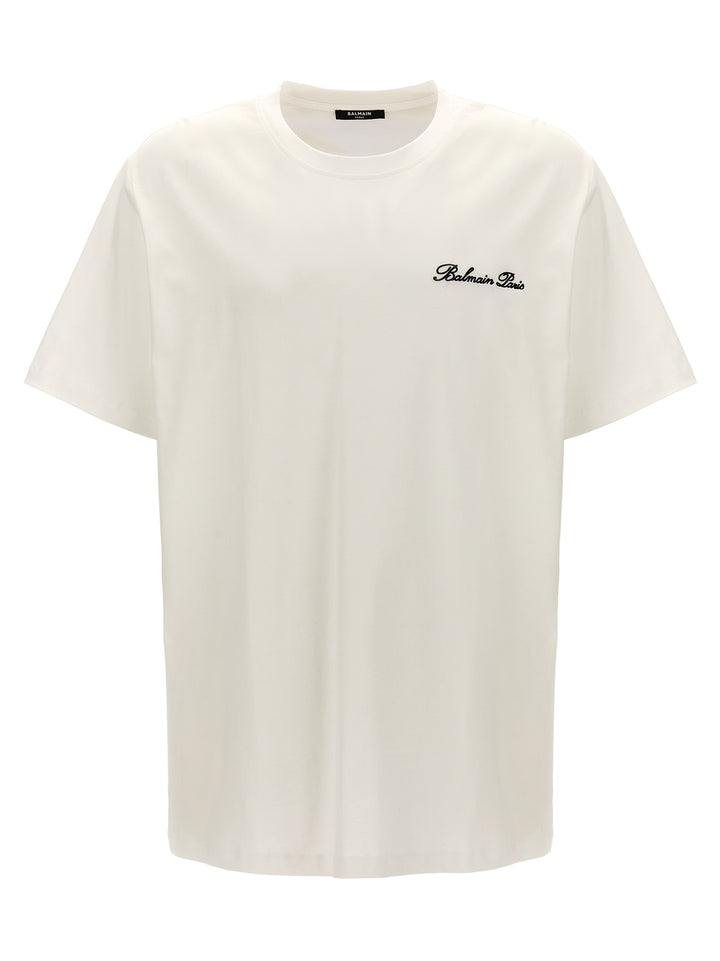 Balmain Signature T Shirt Bianco