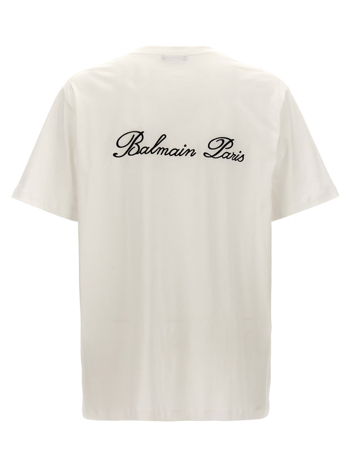 Balmain Signature T Shirt Bianco