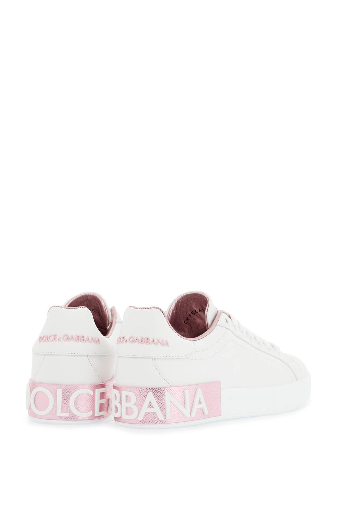 Sneakers Low Top Bianche E Rosa In Vitello Donna