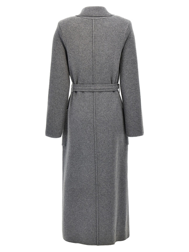 Double-Breasted Knit Coat Trench E Impermeabili Grigio