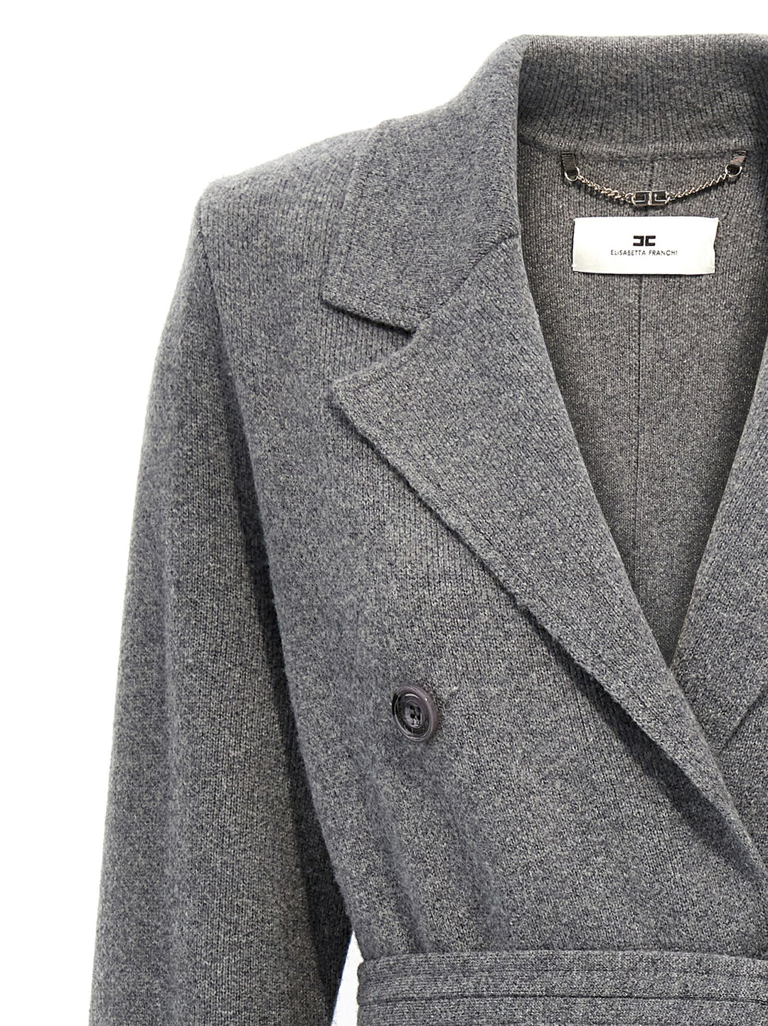 Double-Breasted Knit Coat Trench E Impermeabili Grigio