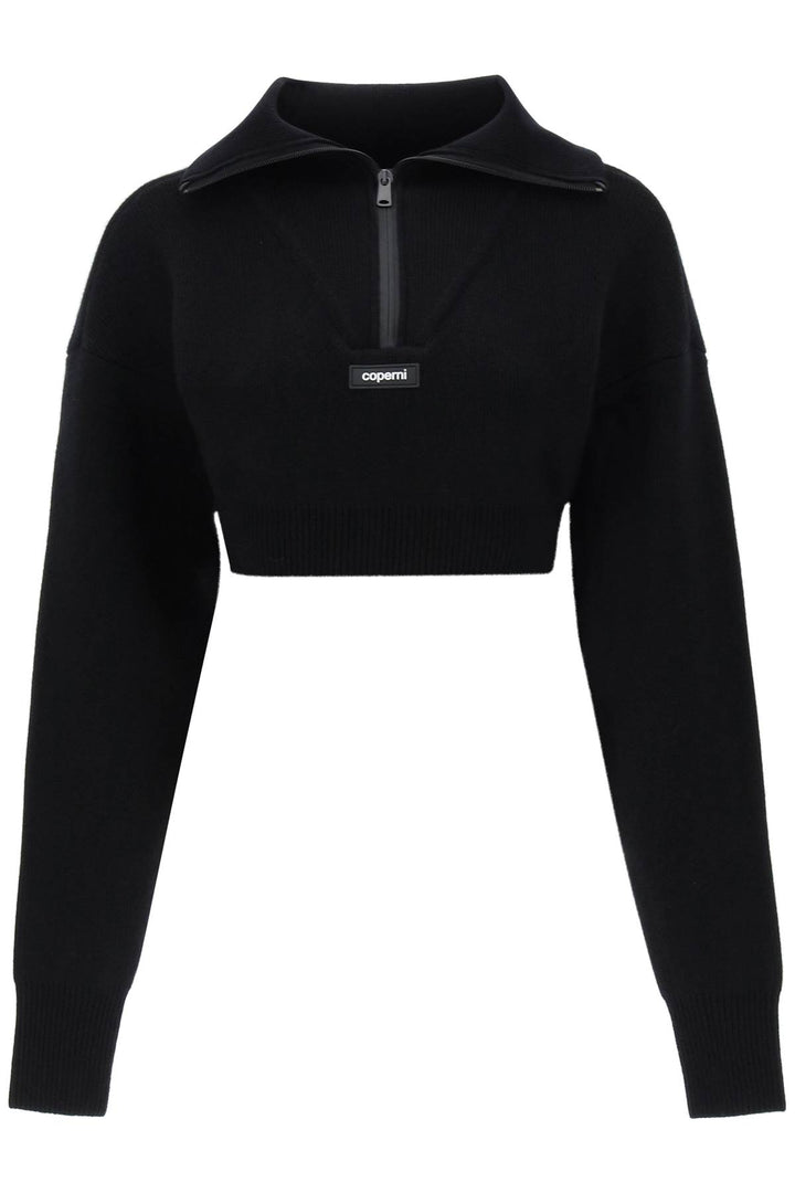 Pullover Cropped In Lana Con Zip