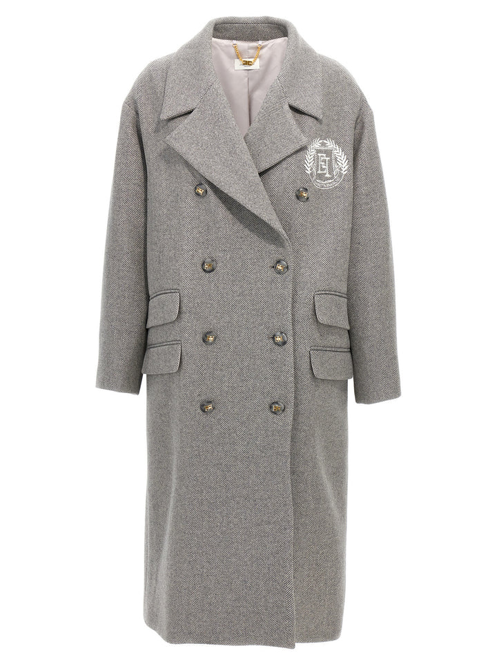 Chevron Double-Breasted Coat Trench E Impermeabili Grigio