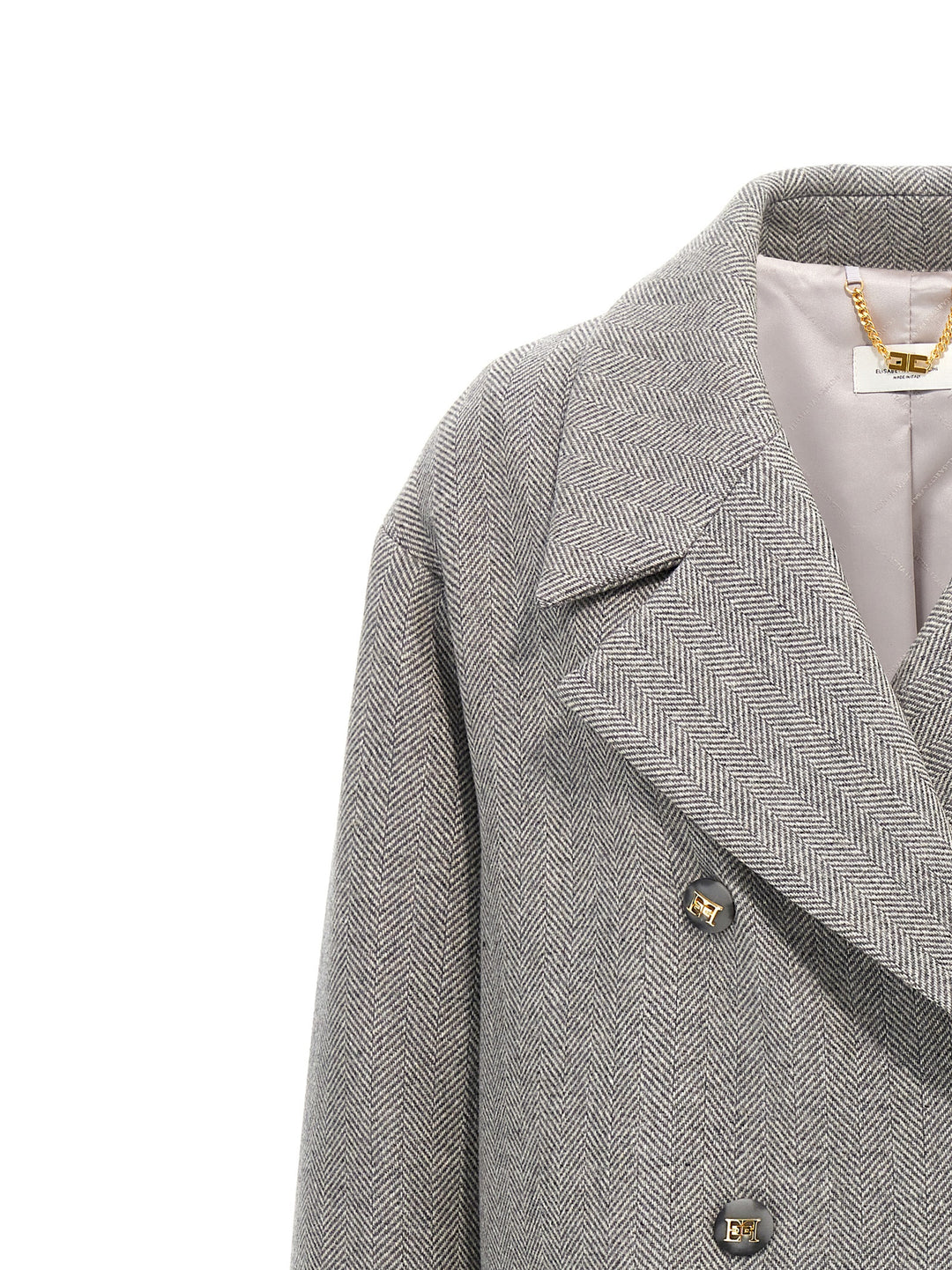 Chevron Double-Breasted Coat Trench E Impermeabili Grigio