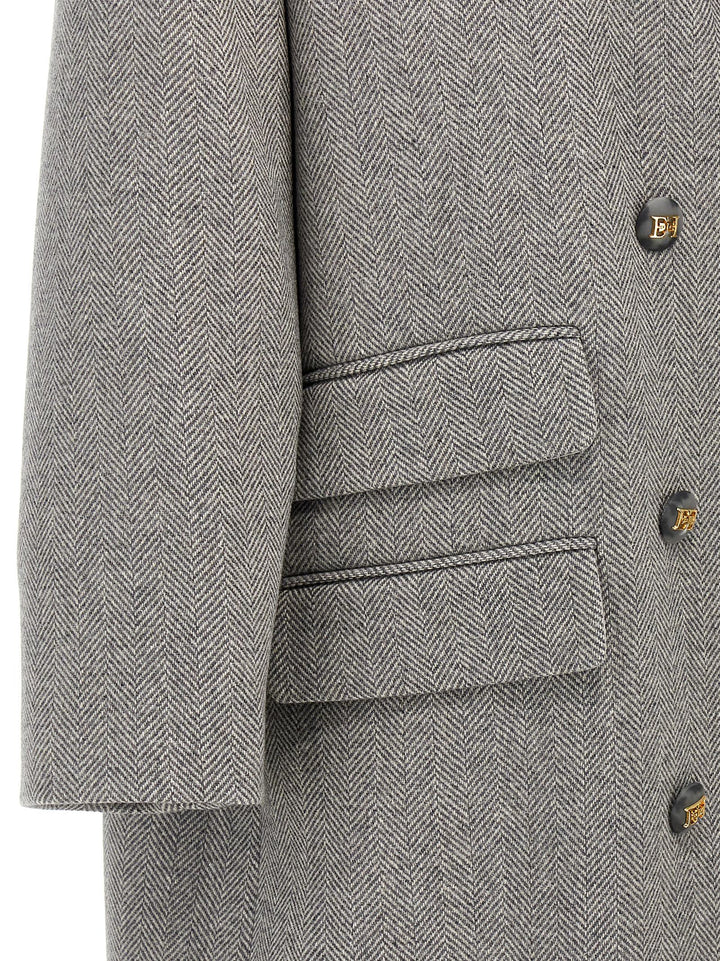 Chevron Double-Breasted Coat Trench E Impermeabili Grigio