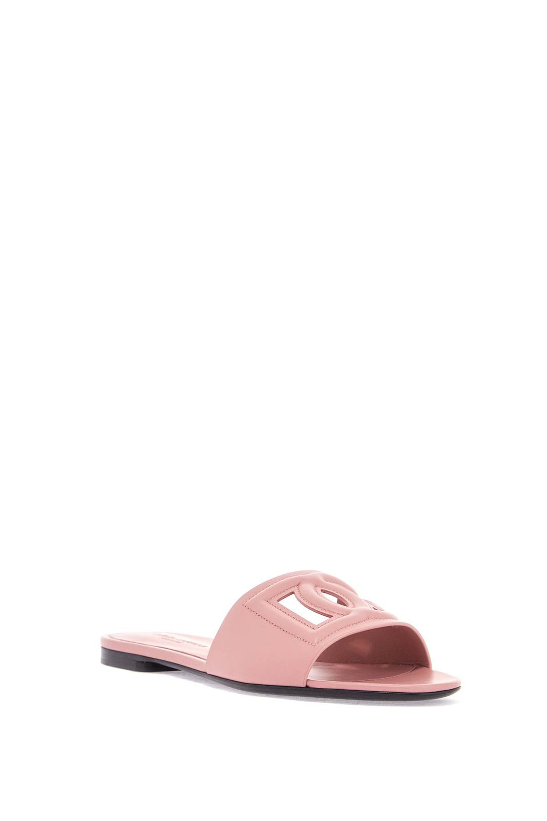 Slipper Flat In Vitello Rosa Con Logo Dg In Rilievo