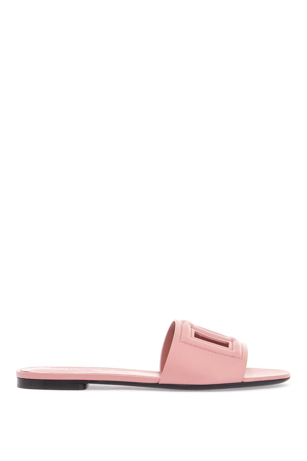 Slipper Flat In Vitello Rosa Con Logo Dg In Rilievo