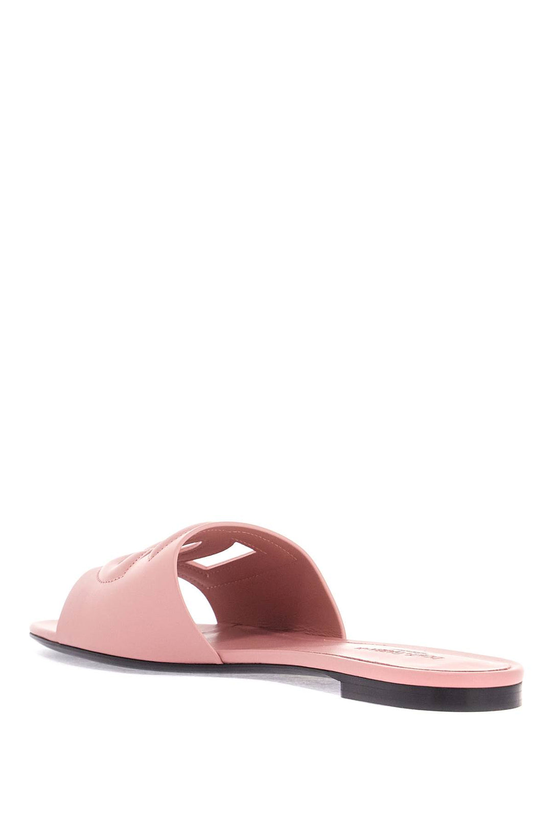 Slipper Flat In Vitello Rosa Con Logo Dg In Rilievo