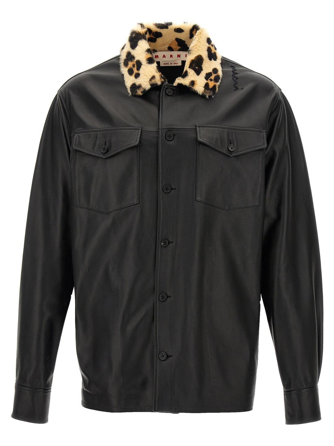 Animal Collar Nappa Shirt Camicie Nero