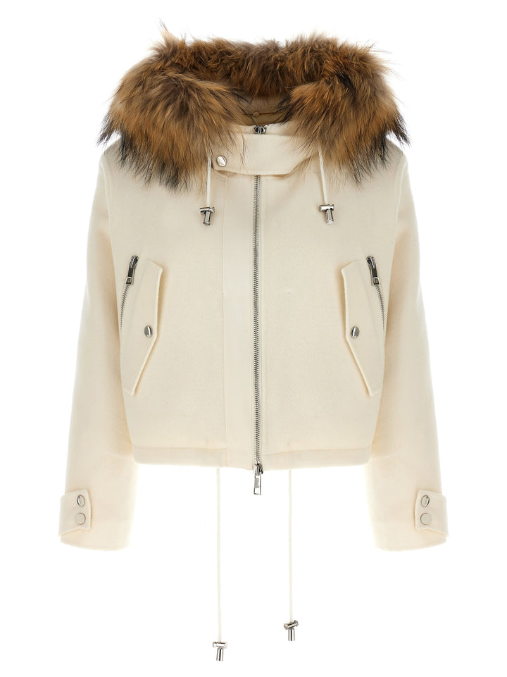 Short Parka With Fur Coat Giacche Bianco