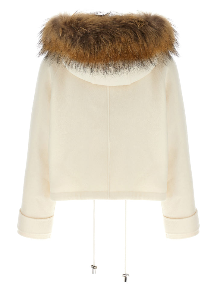 Short Parka With Fur Coat Giacche Bianco