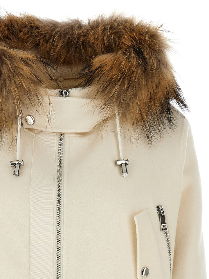 Short Parka With Fur Coat Giacche Bianco