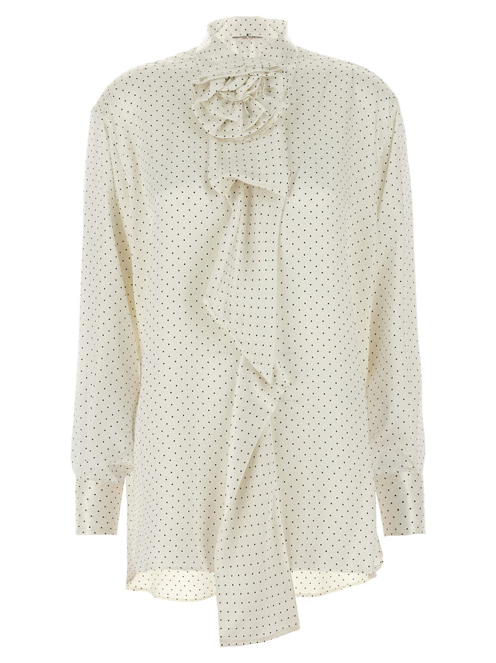 Polka Dot Shirt Flower Brooch Camicie Bianco/Nero