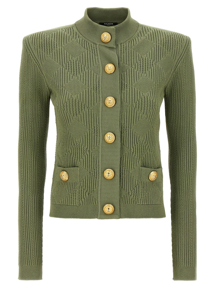 Openwork Knit Cardigan Maglioni Verde