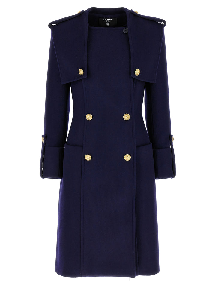 Double-Breasted Long Coat Trench E Impermeabili Blu