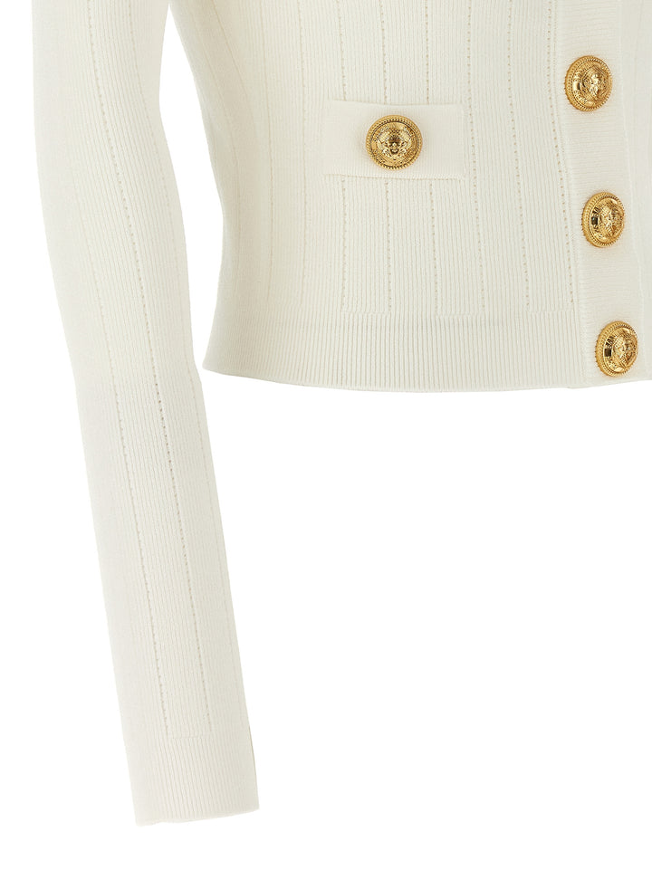 Logo Buttons Cardigan Maglioni Bianco