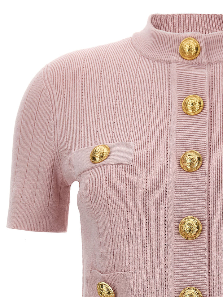 Logo Button Cardigan Maglioni Rosa