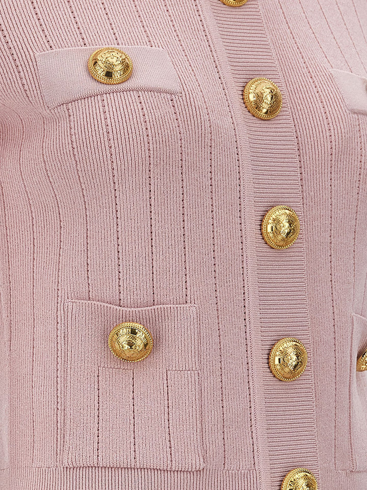 Logo Button Cardigan Maglioni Rosa