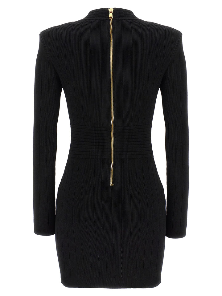 Logo Button Ribbed Dress Abiti Nero