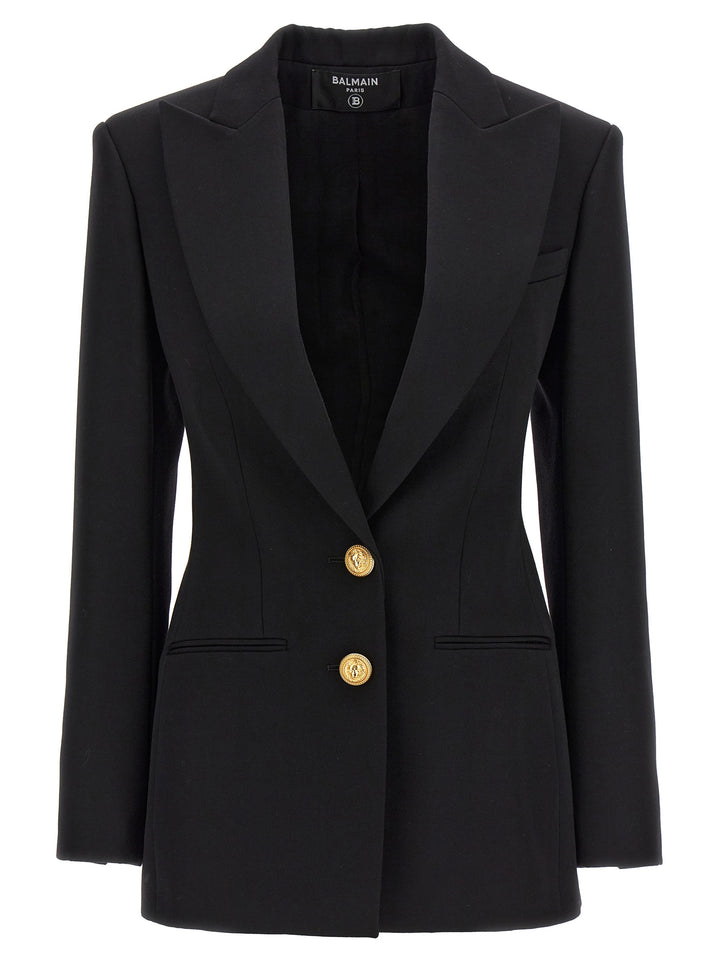 Double-Breasted Blazer With Logo Buttons Blazer And Suits Nero