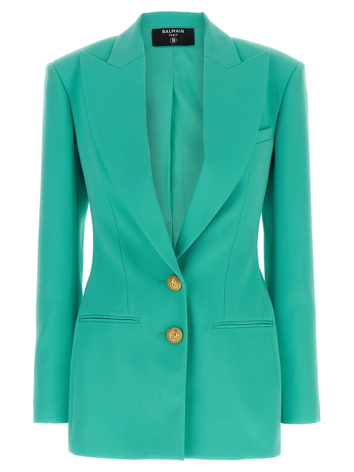 Double-Breasted Blazer With Logo Buttons Blazer And Suits Celeste